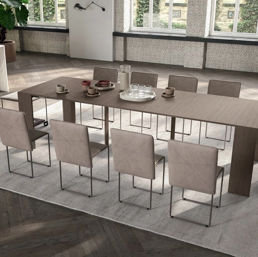 Consolle allungabile in Rovere dotata di 5 prolunghe esterne Golia di Ozzio