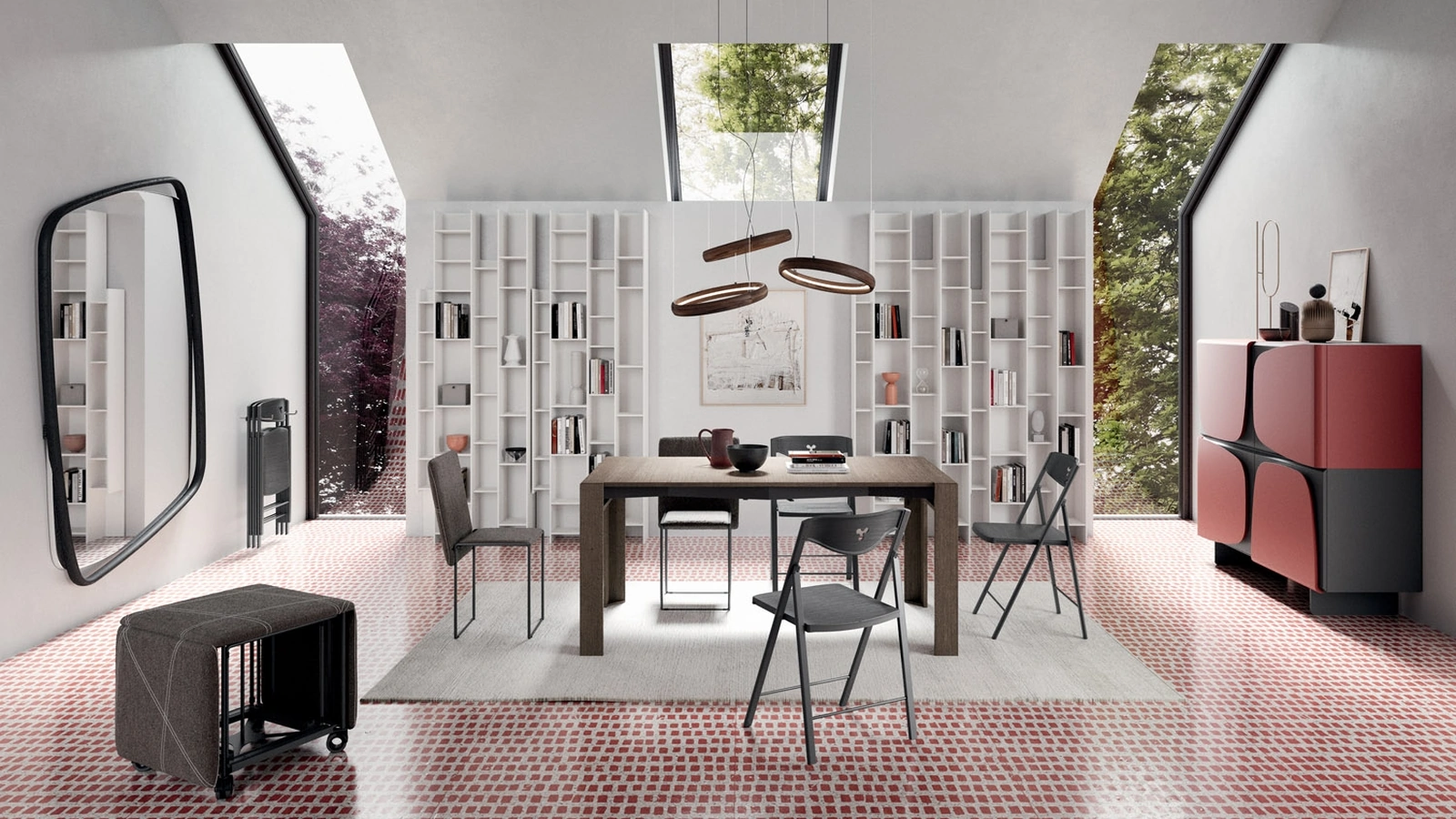 Consolle allungabile in legno Minux aperta di Ozzio