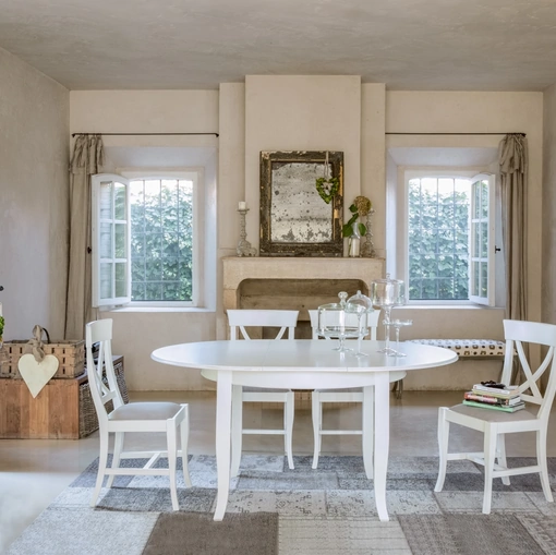 Tavolo in legno laccato bianco allungabile Crema di Tonin Casa