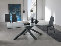 Tavolo Duepuntozero in Cristallo trasparente con base in alluminio di Sedie Brianza