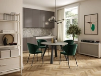 Tavolo rotondo Convivio con top finitura Eco legno Serena di Easyline