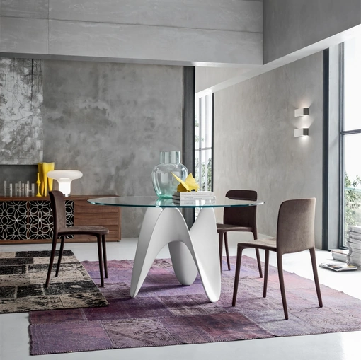 Tavolo con base in Tecnoril e piano in vetro Gaya di Tonin Casa