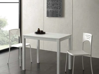 Tavolo allungabile Micro Table in nobilitato bianco con base in metallo verniciato di La Seggiola
