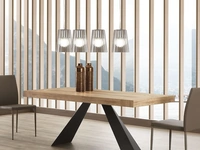 Tavolo Ragnar in nobilitato folding rovere con base in metallo verniciato nero di La Seggiola