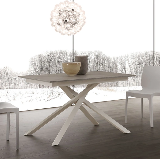 Tavolo allungabile Spider-INO in nobilitato con gambe in metallo verniciato bianco di La Seggiola