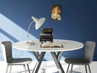 Tavolo allungabile Libra-Round in HPL effetto marmo e gambe in alluminio di Sedie Brianza