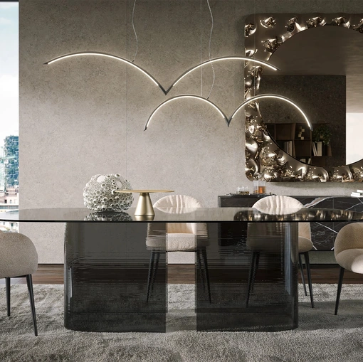 Tavolo in vetro Millerighe di Tonin Casa