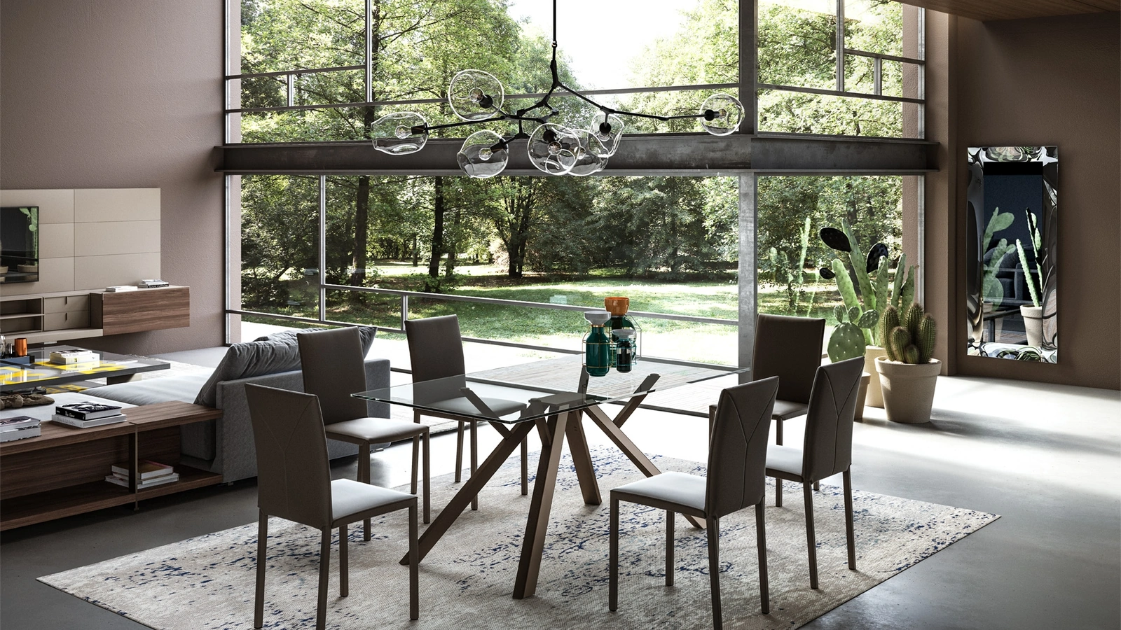 Tavolo Mizar con top in cristallo di Easyline