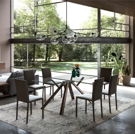 Tavolo Mizar con top in cristallo di Easyline