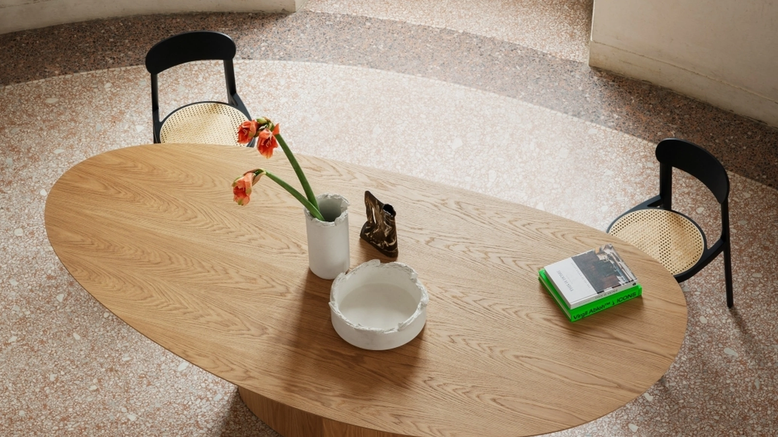 Tavolo di design Monoplauto in legno di Rovere fiammato di Miniforms