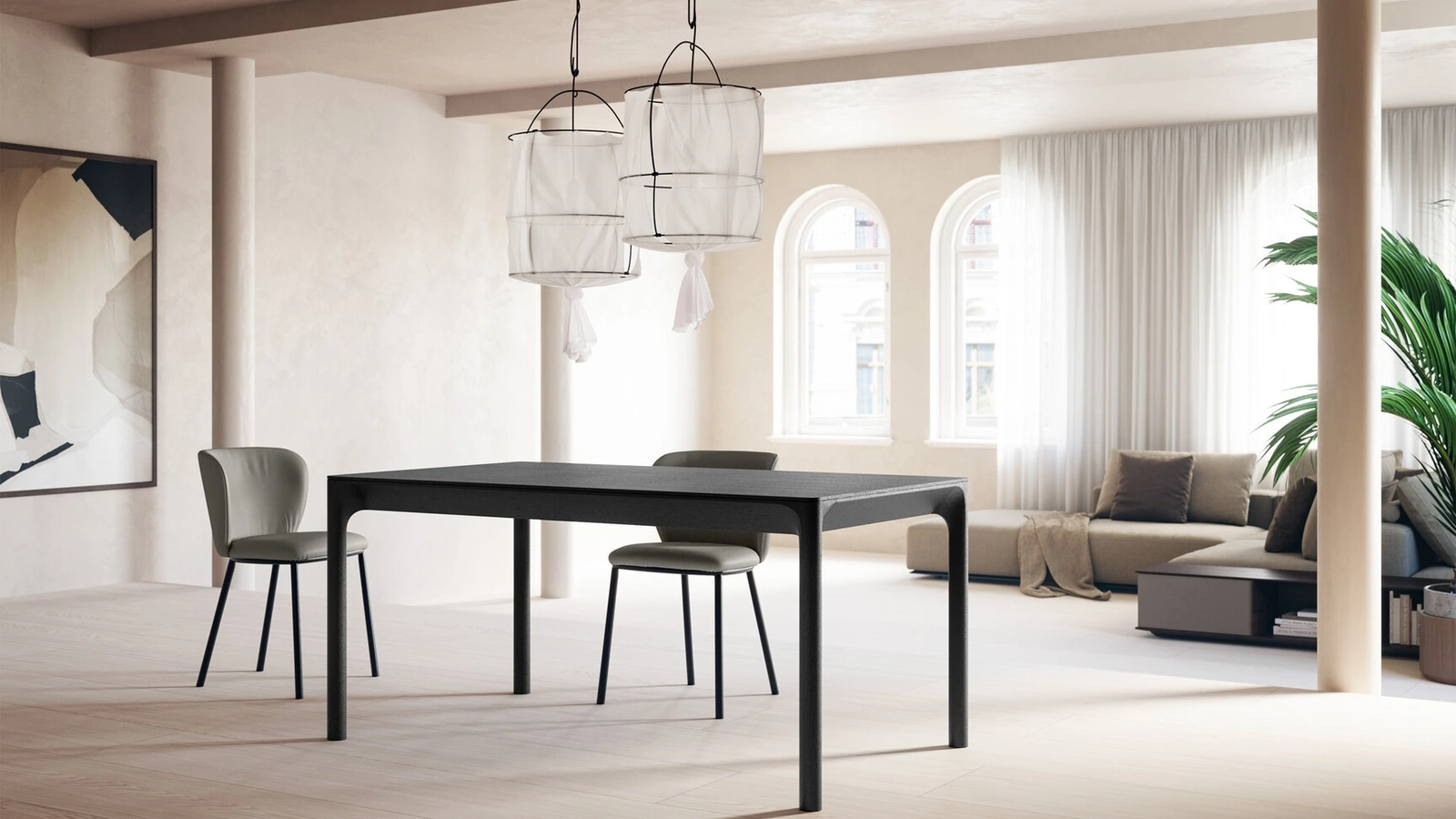 Tavolo allungabile Oscar con struttura in legno massello di frassino e piano impiallacciato di Arredo3