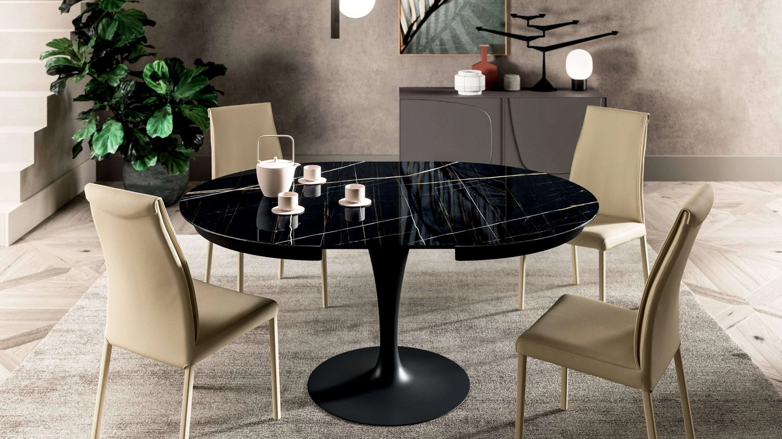 Tavolo rotondo allungabile Eclipse di Ozzio