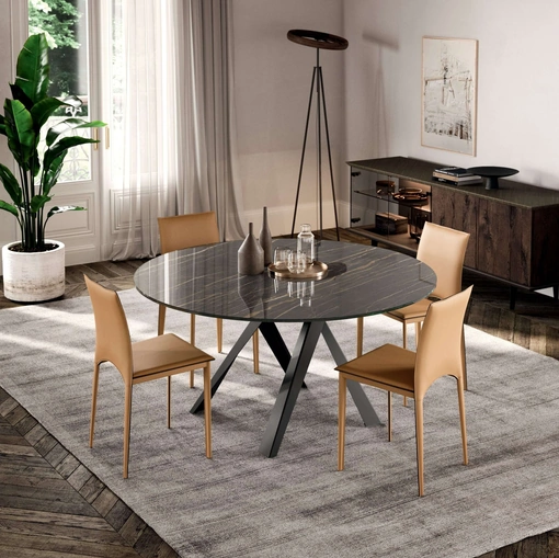 Tavolo rotondo fisso Emisfero in ceramica di Ozzio