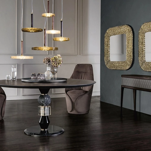 Tavolo rotondo con top in legno Pandora di Tonin Casa