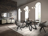 Tavolo in Cristallo con base in massello di Rovere Papillon di Ozzio