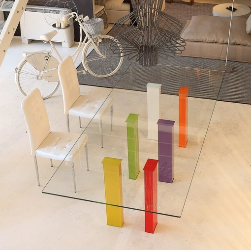 Tavolo di design fisso in vetro Romolo di Ponti Terenghi