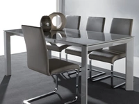 Tavolo allungabile Sliver in vetro temperato con base in metallo verniciato di La Seggiola