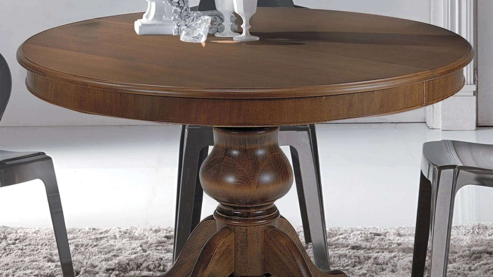 Tavolo rotondo allungabile Stile impiallacciato tanganika grezzo di La Seggiola