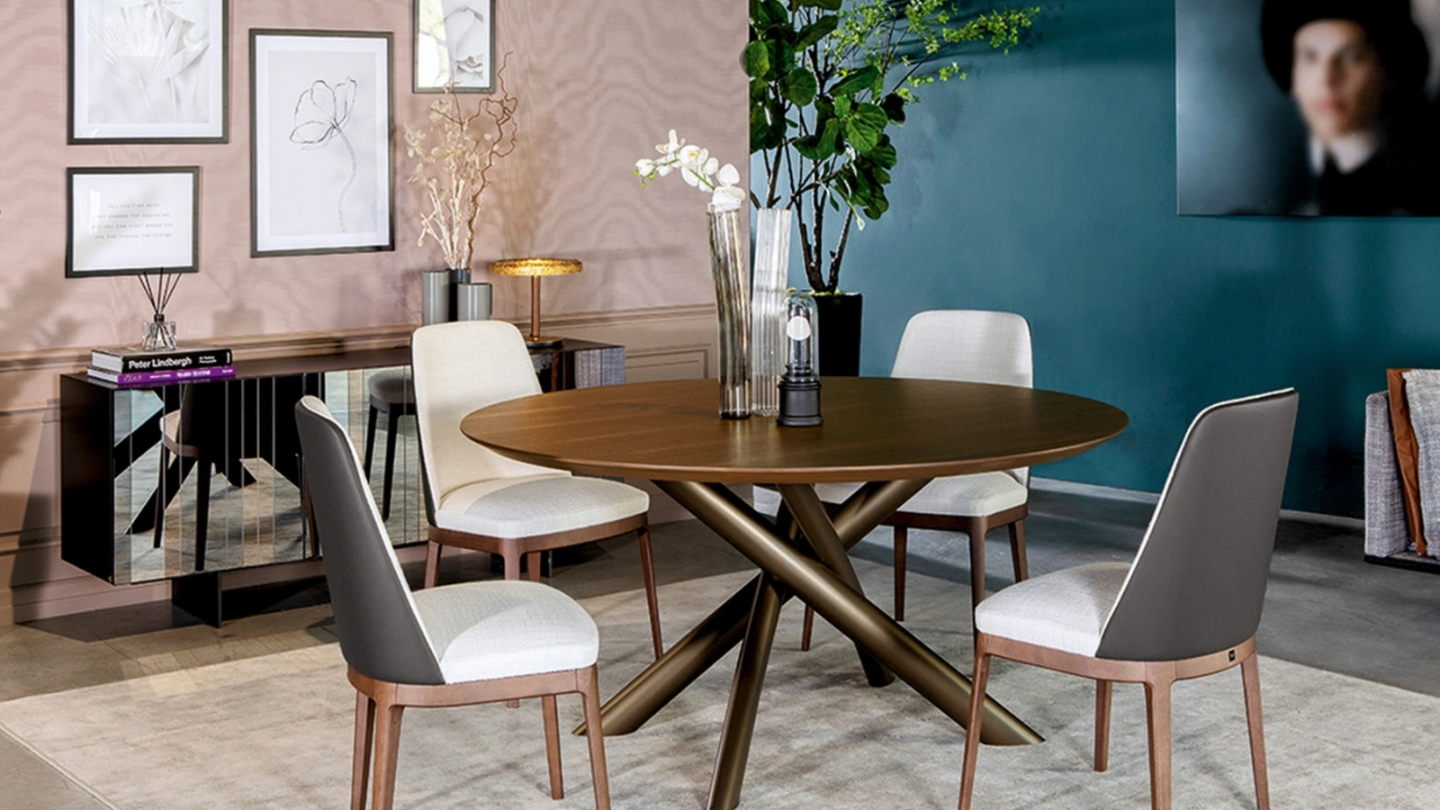 Tavolo rotondo con top in legno Style di Tonin Casa