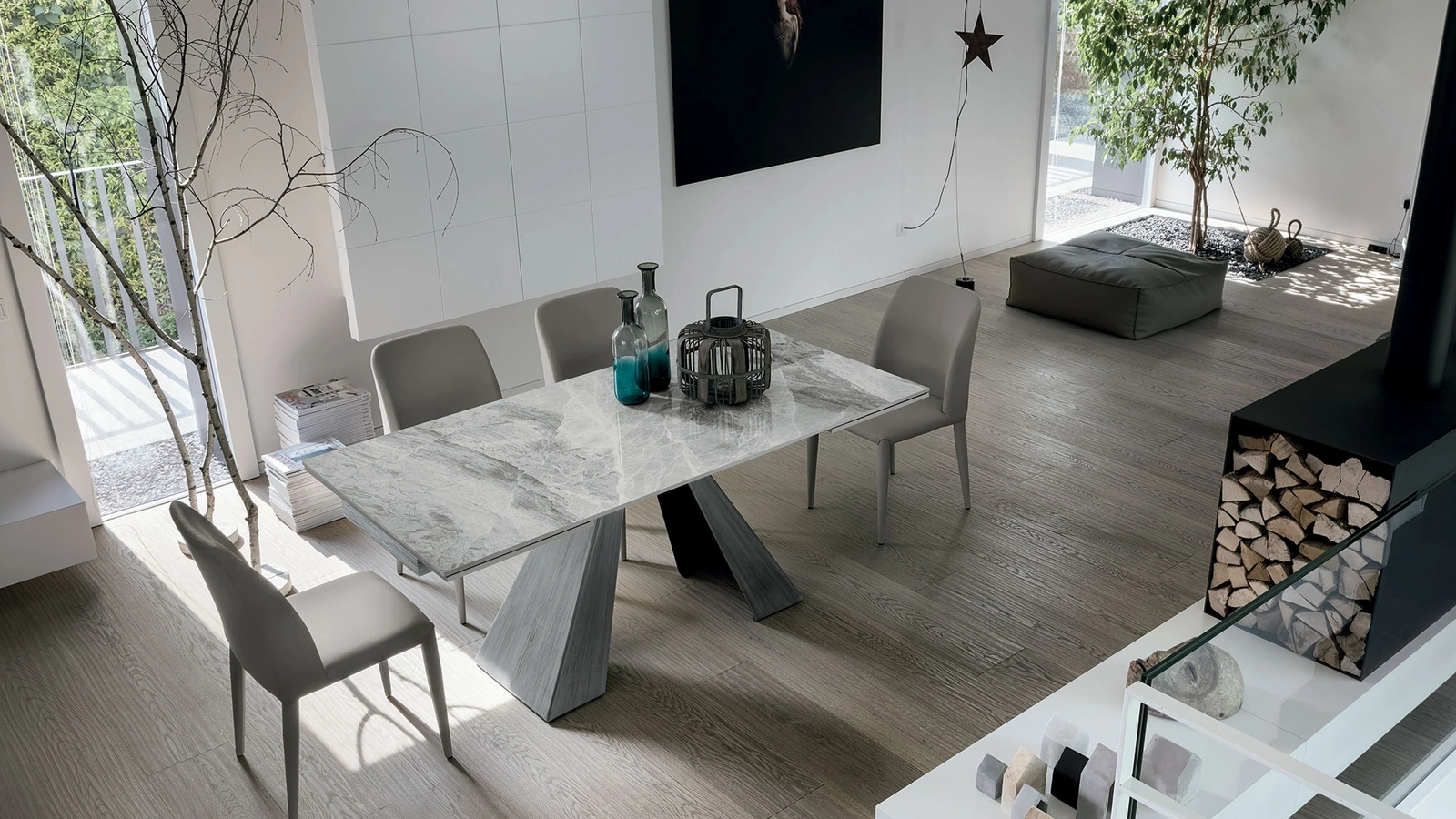 Tavolo allungabile Taurus in gres porcellanato con base in metallo di Target Point