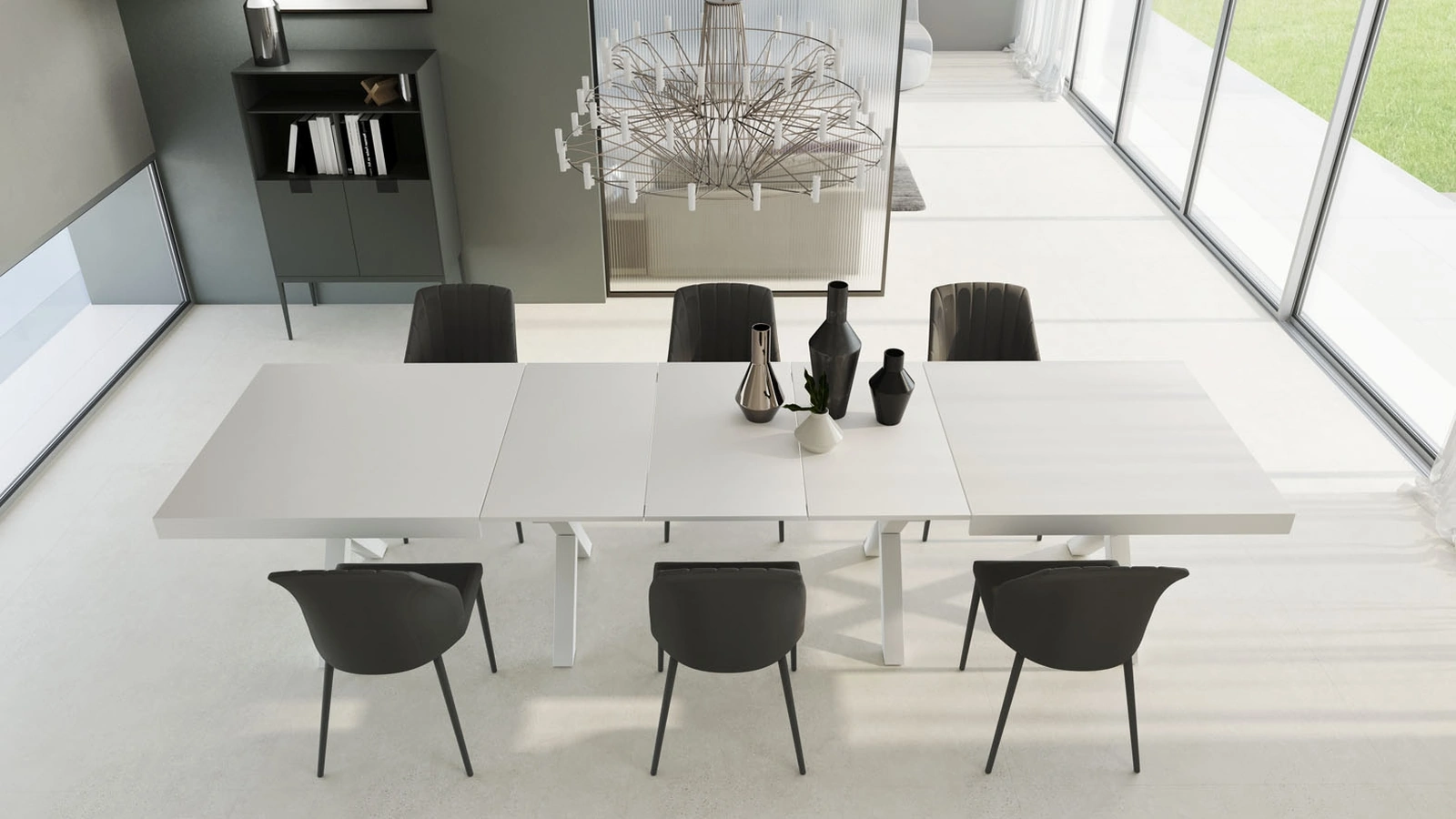 Tavolo allungabile XL in melaminico bianco di Zamagna