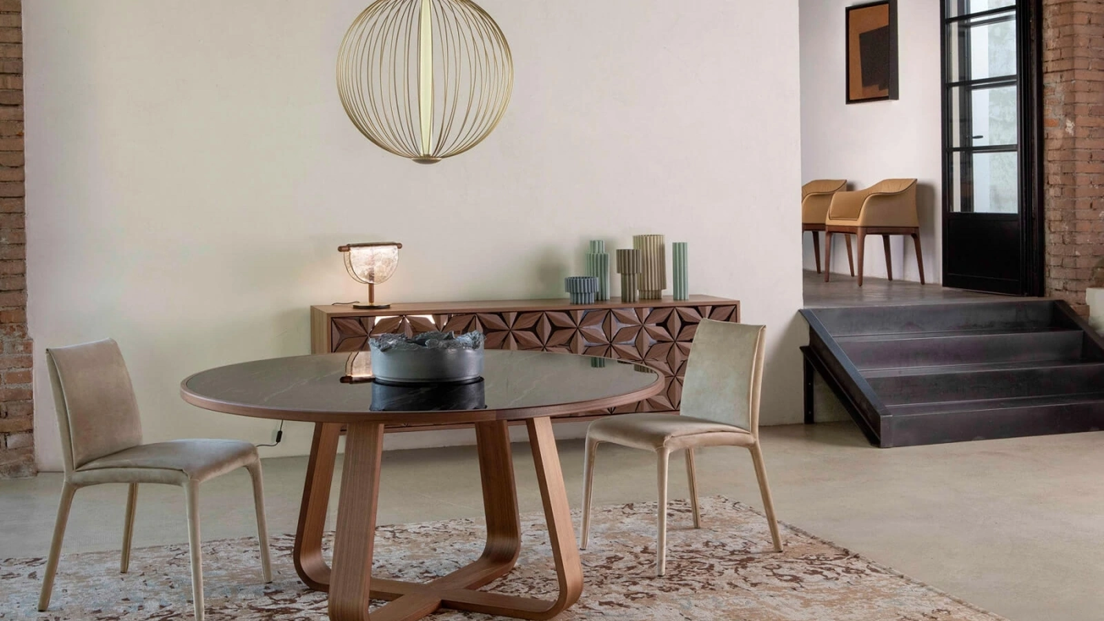 Tavolo rotondo in gres porcellanato Branch di Tonin Casa