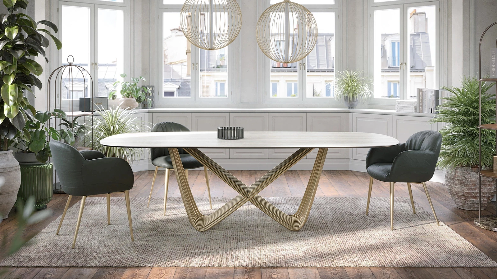 Tavolo Tenso con top in gres travertino di Tonin Casa