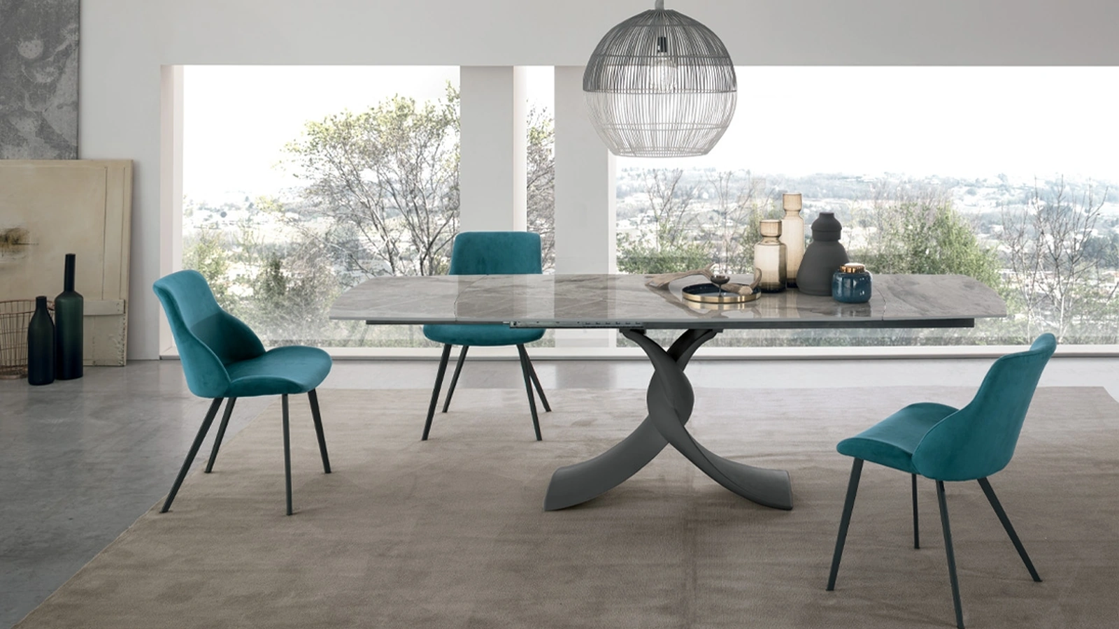 Tavolo allungabile e girevole Twist in gres porcellanato di Target Point