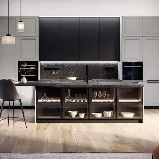 Cucina Classica con isola Opera 02 in laccato e legno di Arredo3