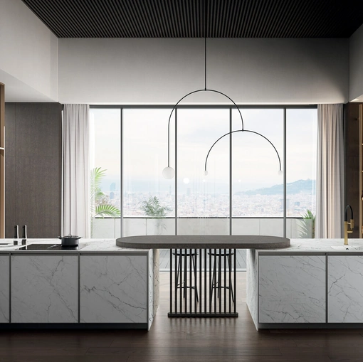 Cucina Moderna con penisola Kronos 03 in laminam di Arredo3