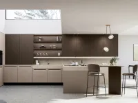 Cucina Moderna con penisola Tekna 02 in pet e noce di Arredo3