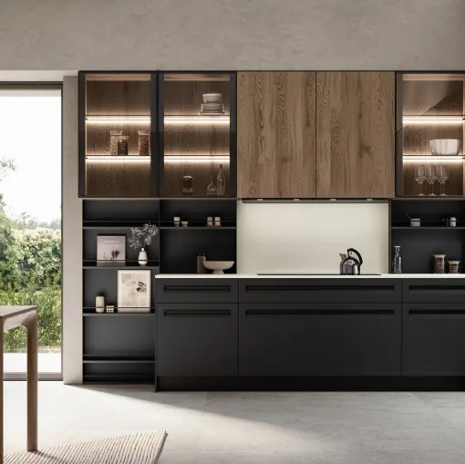 Cucina Moderna angolare Tekna 03 in pet e rovere di Arredo3