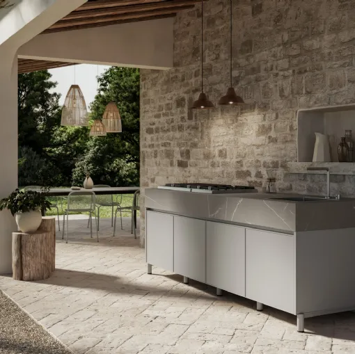 Cucina Moderna in alluminio per esterno Aura 02 di Arredo3