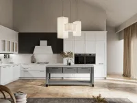 Cucina Moderna angolare Meg 03 in polimerico bianco e laccato fossile di Arredo3