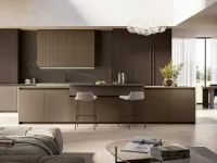 Cucina Moderna con isola Time 01 in laccato e noce di Arredo3