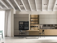 Cucina Moderna in laccato tortora e laminato rovere con penisola Wega 03 di Arredo3
