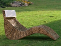 Sdraio di design Chaise Lounge finitura intreccio di Banano naturale con cuscino in tessuto di La Seggiola