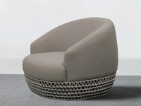 Poltrona Couch in tessuto imbottito e corda intrecciata di La Seggiola