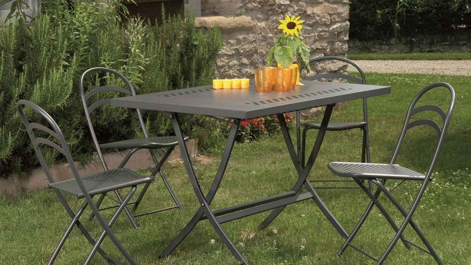 Tavolo da giardino Folding Table in acciaio zincato di La Seggiola