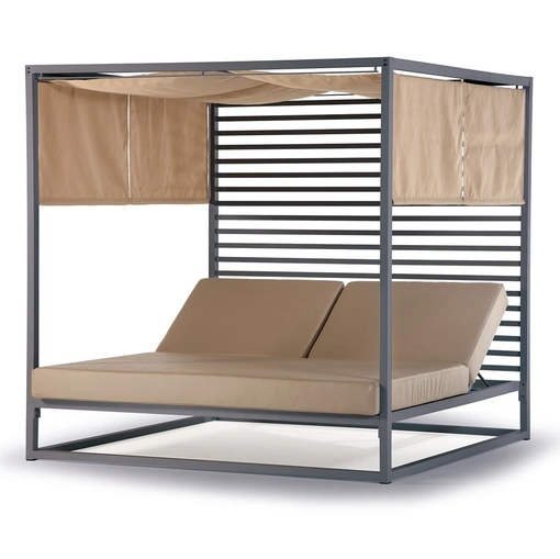 Gazebo Antibes in alluminio verniciato con materassi imbottiti  e rivestimento in ecopelle nautica di La Seggiola