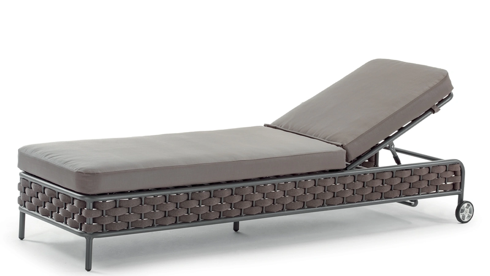 Lettino Nice Bed in tessuto con struttura in alluminio rivestita con corda in poliestere di La Seggiola