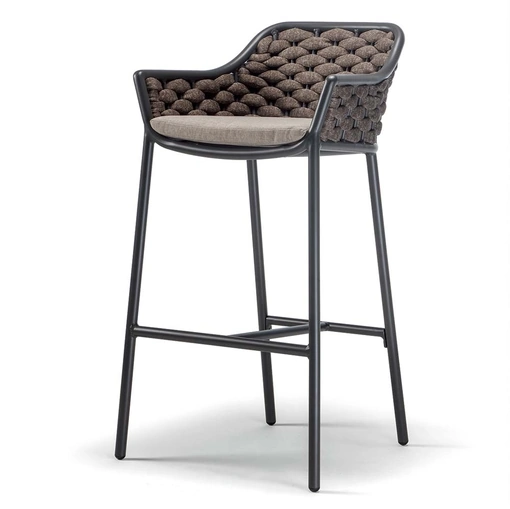 Sgabello Nice Stool in alluminio verniciato e corda poliestere con gomma interna di La Seggiola