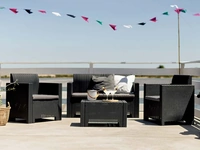 Set Arredo per esterno Miami in polipropilene intrecciato color antracite di La Seggiola