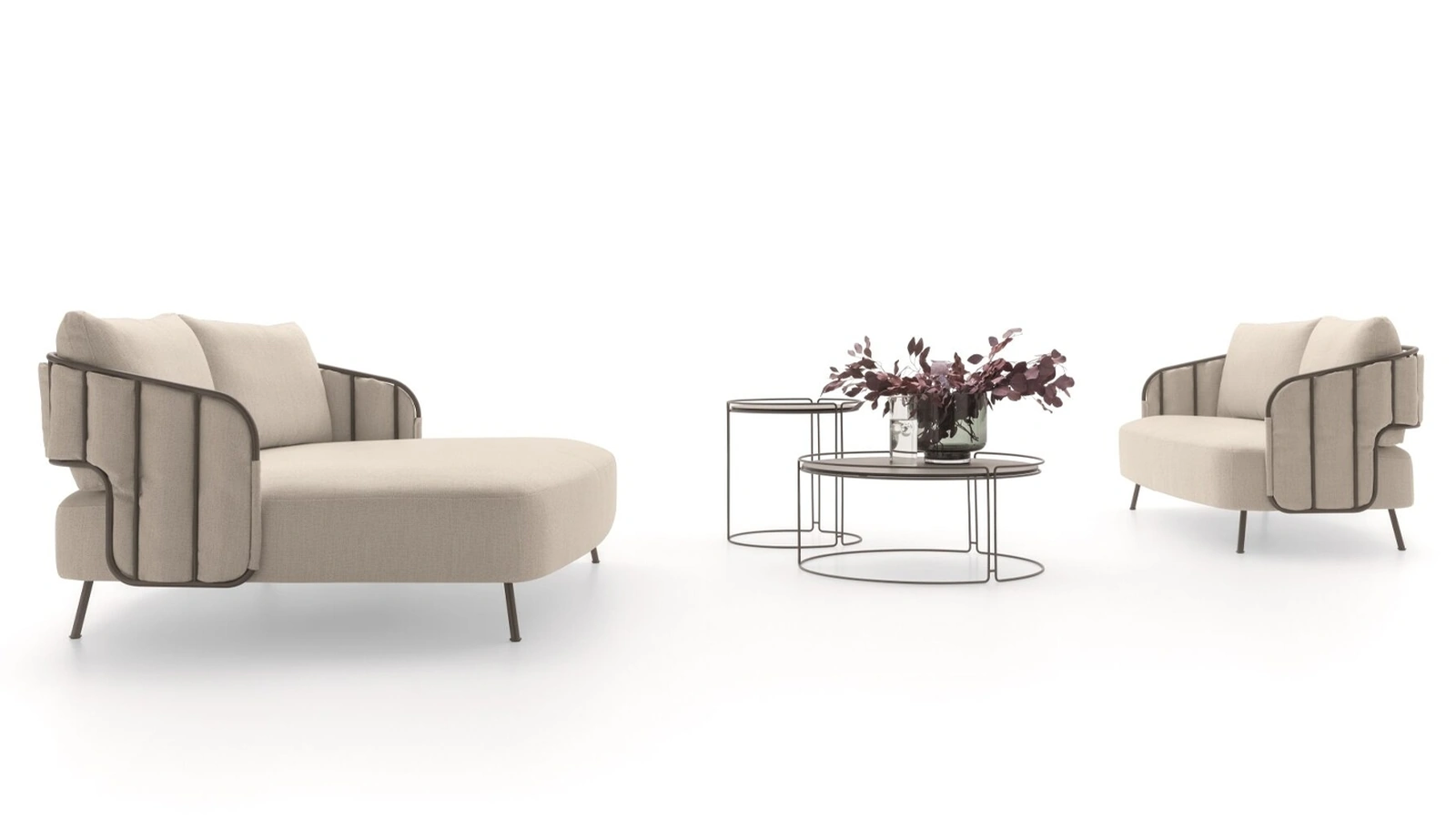 Divano Sunbed 356 in tessuto imbottito di Ditre Italia