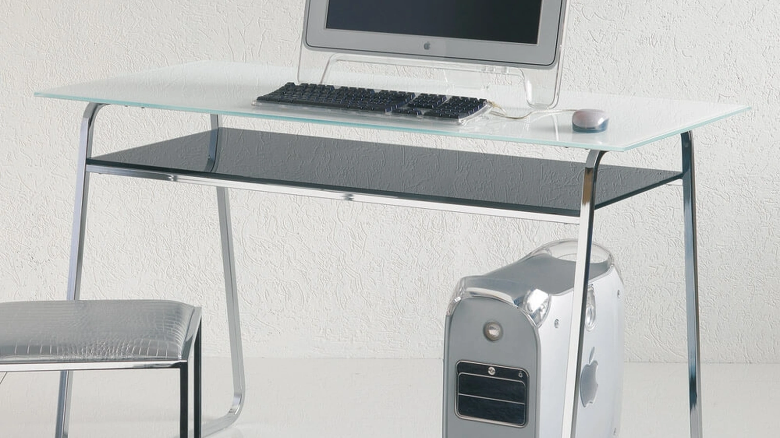 Scrivania Operativa con piano in vetro Clever di Ponti Terenghi