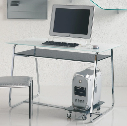 Scrivania Operativa con piano in vetro Clever di Ponti Terenghi