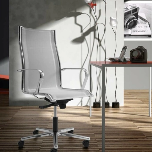 Seduta Operativa Alfa-RE in tessuto con braccioli in metallo di Sedie Brianza