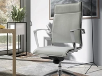 Seduta Operativa con ruote Alfa-X in ecopelle con braccioli in acciaio di Sedie Brianza