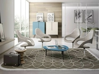 Seduta Attesa di design in tessuto imbottito e base in metallo Baila-V di Sedie Brianza