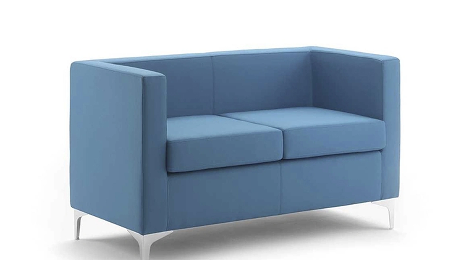 Divanetto da Ufficio Zeta dalla forma squadrata in tessuto imbottito con piedi in metallo di Sedie Brianza